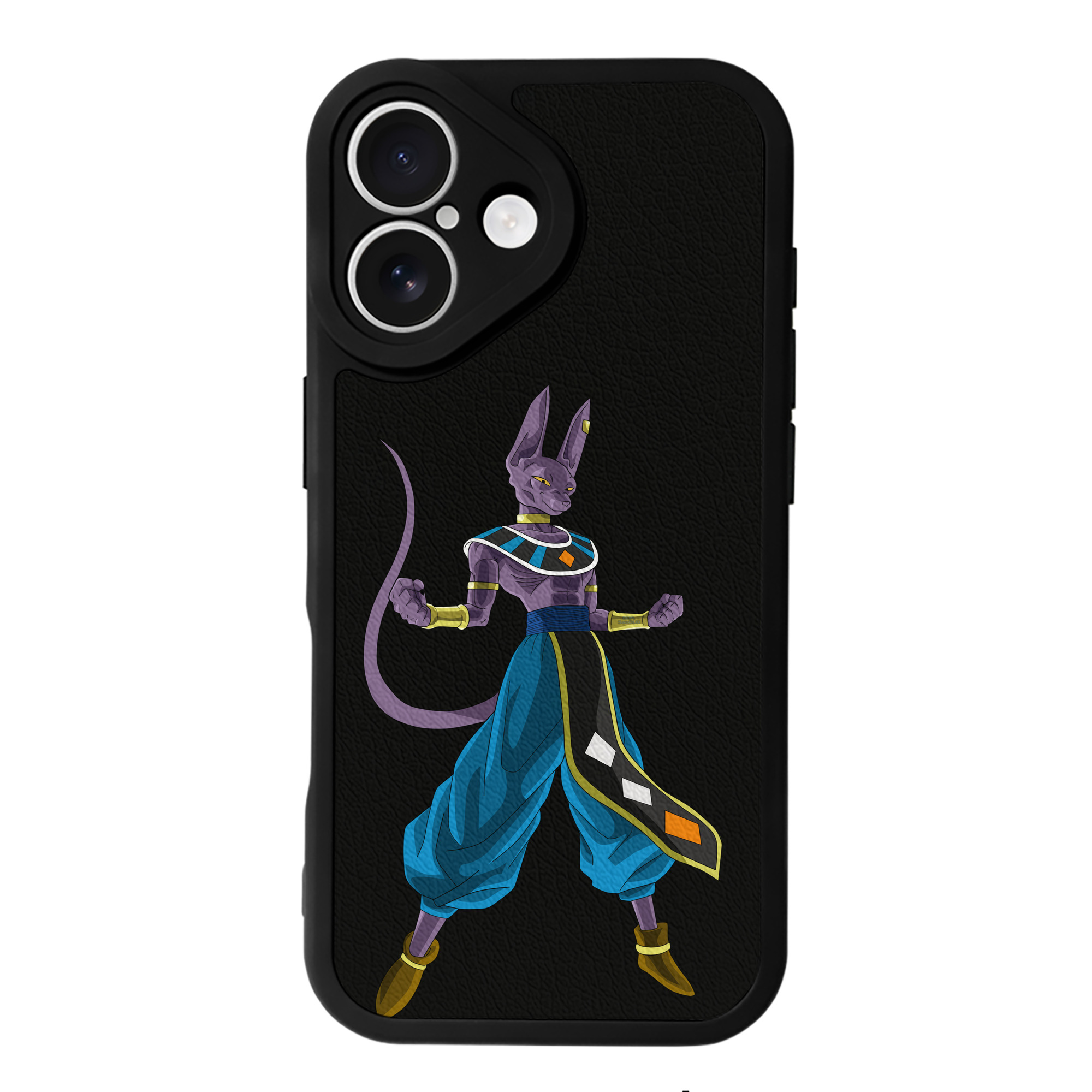 （画像用） ドラゴンボール ビルス 破壊神ビルス DRAGON BALL Beerus Birusu 【iPhone 16シリーズ対応】シリコンスマホケース（レザー調） 材質：シリコン
